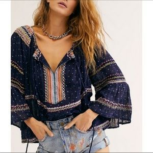 Free People Talia Embroidered Blouse